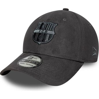 New Era Curved Brim 39THIRTY Faux Suede FC Barcelona LALIGA Grey Fitted Cap