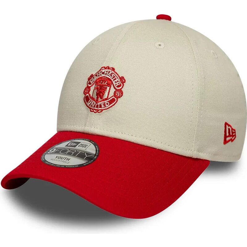 new-era-curved-brim-youth-9forty-contrast-manchester-united-football-club-premier-league-beige-and-red-adjustable-cap