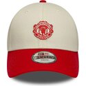 new-era-curved-brim-youth-9forty-contrast-manchester-united-football-club-premier-league-beige-and-red-adjustable-cap