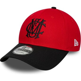 New Era Curved Brim 9FORTY Contrast Manchester United Football Club Premier League Red and Black Adjustable Cap