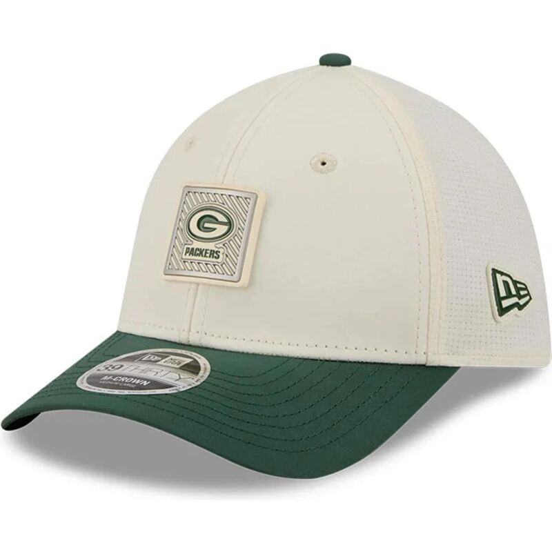 new-era-curved-brim-39thirty-m-crown-training-2026-green-bay-packers-nfl-green-and-beige-fitted-cap