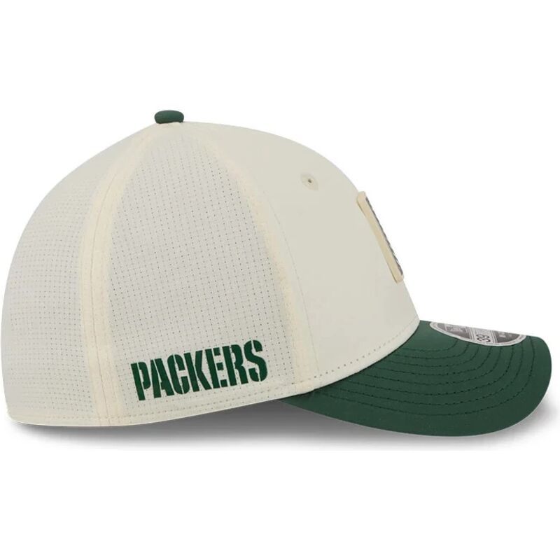 new-era-curved-brim-39thirty-m-crown-training-2026-green-bay-packers-nfl-green-and-beige-fitted-cap