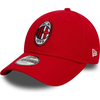 New Era Curved Brim Youth 9FORTY Core AC Milan Serie A Red Adjustable Cap