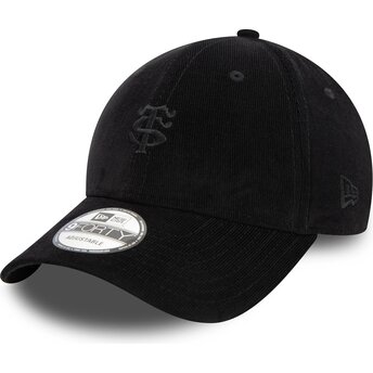 New Era Curved Brim Black Logo 9FORTY Baby Cord Stade Toulousain Top 14 Black Adjustable Cap