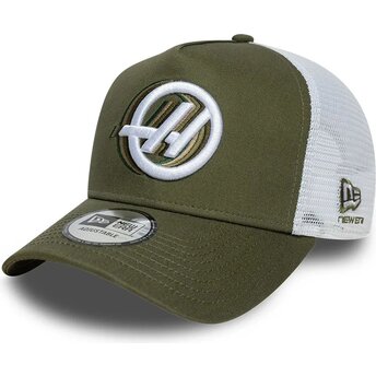 New Era A Frame Seasonal Haas F1 Team Formula 1 Green and White Trucker Hat