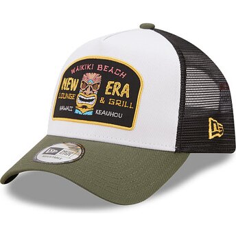 New Era A Frame Location Icon Hawaii Green and White Trucker Hat