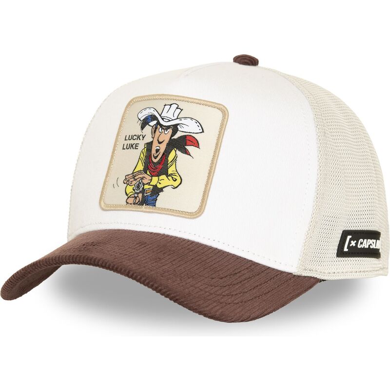 capslab-lucky-luke-lck4-bico-beige-and-brown-trucker-hat