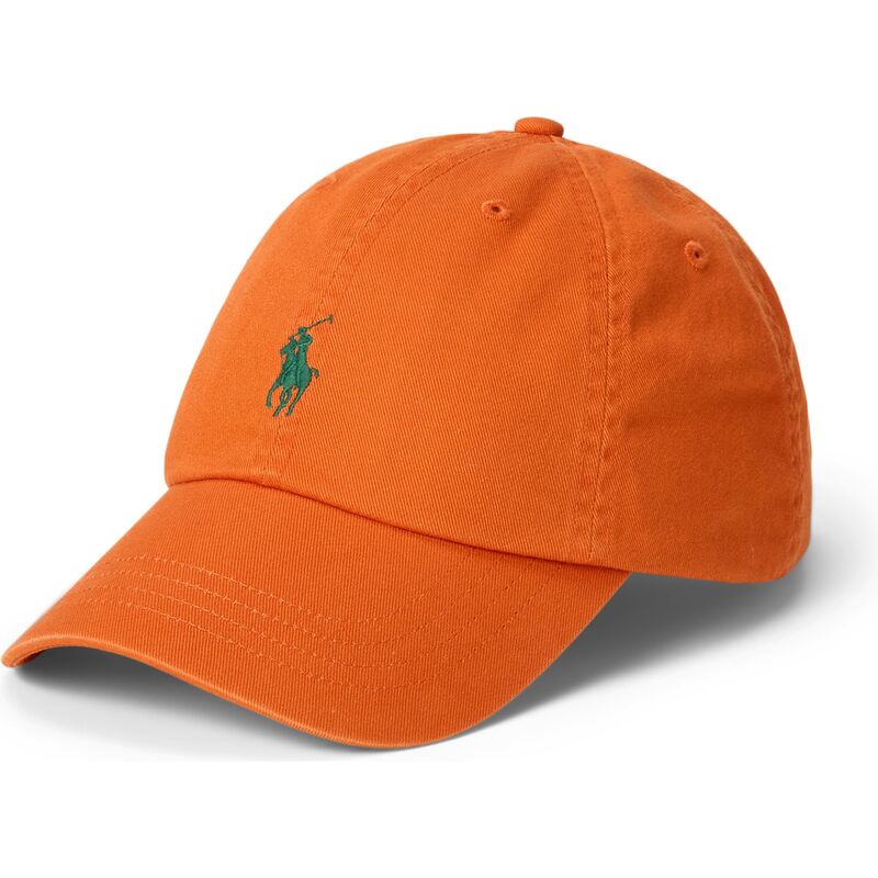 polo-ralph-lauren-curved-brim-green-logo-cotton-chino-classic-sport-dark-orange-adjustable-cap
