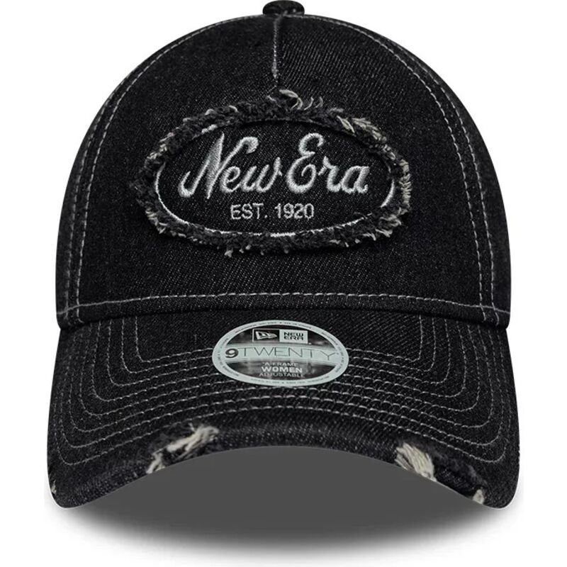 new-era-curved-brim-women-9twenty-a-frame-distress-black-adjustable-cap new-era-curved-brim-women-9twenty-a-frame-distress-black-adjustable-cap
