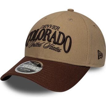 New Era Curved Brim 9FORTY M-Crown Wordmark Denver Colorado Brown Adjustable Cap