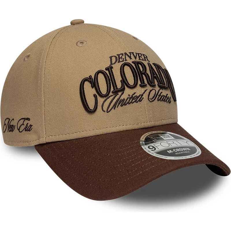 new-era-curved-brim-9forty-m-crown-wordmark-denver-colorado-brown-adjustable-cap new-era-curved-brim-9forty-m-crown-wordmark-denver-colorado-brown-adjustable-cap