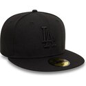new-era-flat-brim-black-logo-59fifty-league-essential-los-angeles-dodgers-mlb-black-fitted-cap