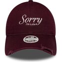 new-era-curved-brim-women-9twenty-slogan-sorry-i-m-late-maroon-adjustable-cap
