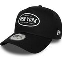 new-era-curved-brim-e-frame-rubber-logo-new-york-black-snapback-cap