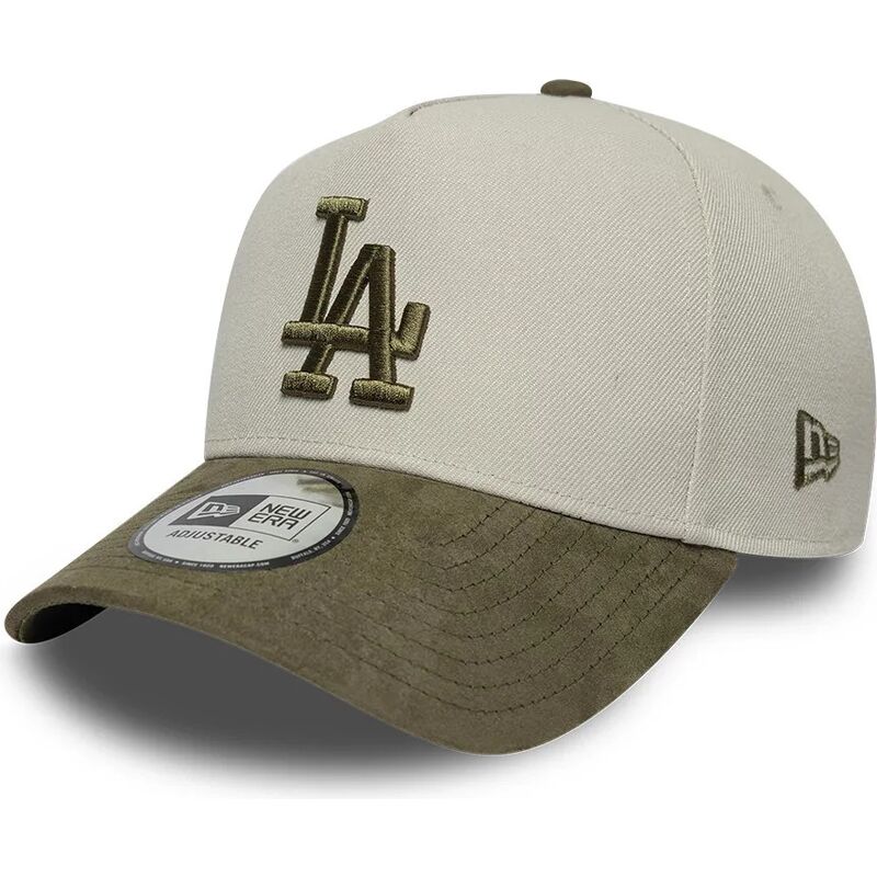 new-era-curved-brim-green-logo-e-frame-suede-visor-los-angeles-dodgers-mlb-green-and-beige-snapback-cap