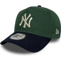 new-era-curved-brim-e-frame-suede-visor-new-york-yankees-mlb-green-and-navy-blue-snapback-cap