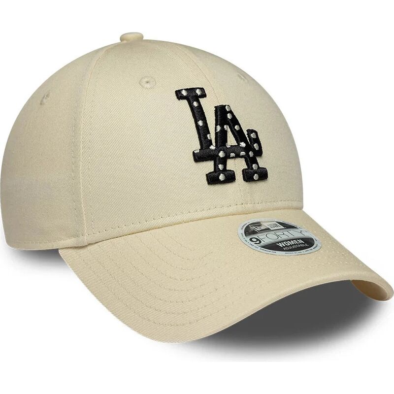 new-era-curved-brim-women-black-logo-9forty-infill-los-angeles-dodgers-mlb-beige-adjustable-cap
