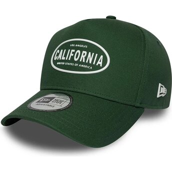 New Era Curved Brim California E Frame Rubber Logo Los Angeles Green Snapback Cap