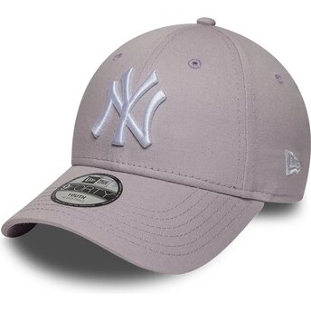 New Era Curved Brim Youth 9FORTY League Essential New York Yankees MLB Light Purple Adjustable Cap