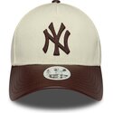 new-era-curved-brim-women-9forty-m-crown-fabric-mix-new-york-yankees-mlb-beige-and-brown-adjustable-cap