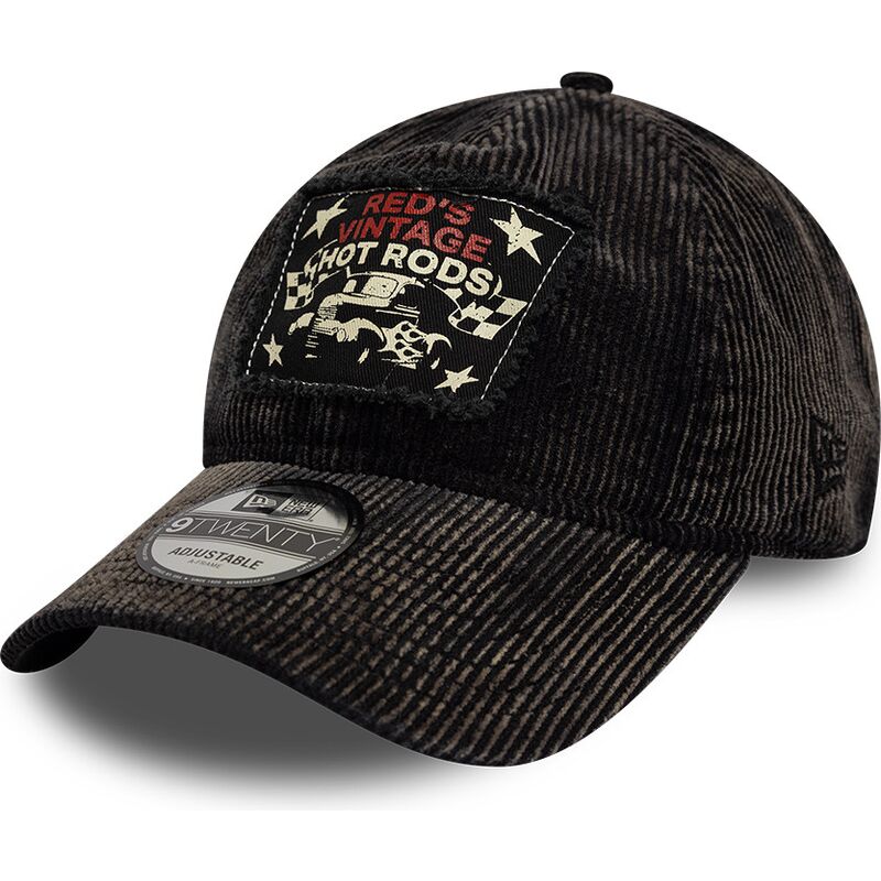 new-era-curved-brim-9twenty-patch-acid-cord-hot-rods-black-adjustable-cap