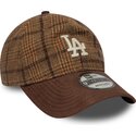 new-era-curved-brim-9twenty-mix-check-los-angeles-dodgers-mlb-brown-adjustable-cap