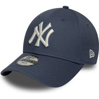 New Era Curved Brim Youth 9FORTY League Essential New York Yankees MLB Grey Blue Adjustable Cap