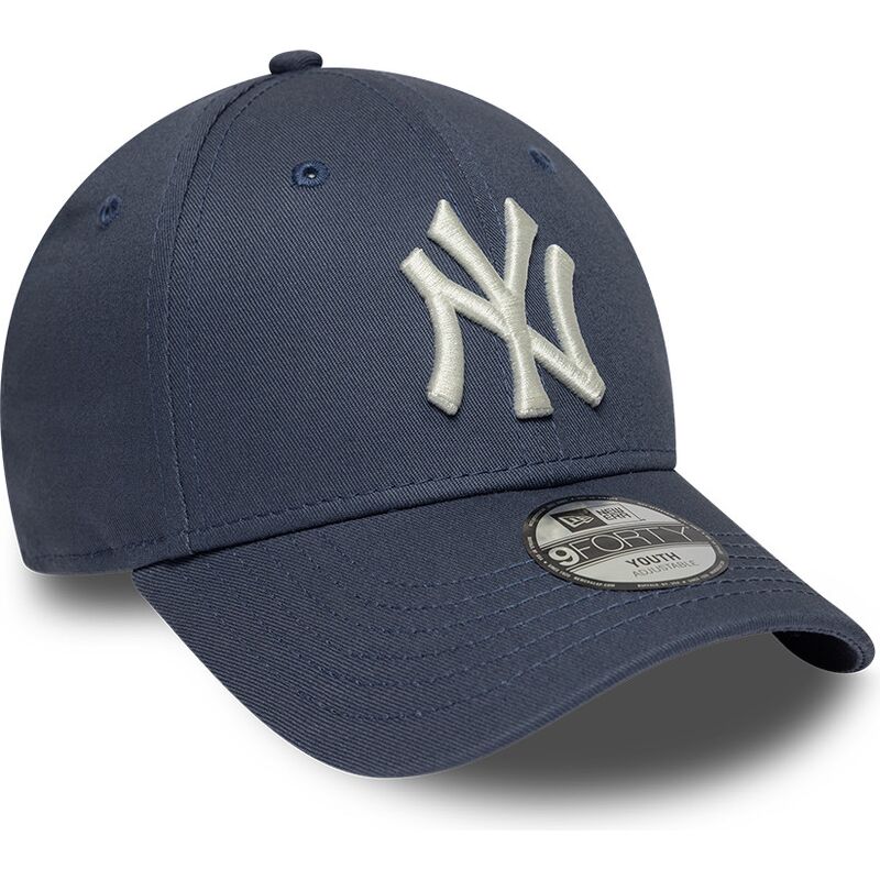 new-era-curved-brim-youth-9forty-league-essential-new-york-yankees-mlb-grey-blue-adjustable-cap