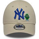 new-era-curved-brim-blue-logo-9forty-monster-icon-new-york-yankees-mlb-beige-adjustable-cap