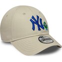 new-era-curved-brim-blue-logo-9forty-monster-icon-new-york-yankees-mlb-beige-adjustable-cap