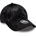 new-era-curved-brim-women-black-logo-9forty-pattern-velour-new-york-yankees-mlb-black-adjustable-cap