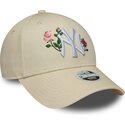 new-era-curved-brim-women-9forty-rose-sequin-new-york-yankees-mlb-beige-snapback-cap