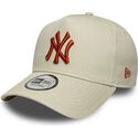 new-era-curved-brim-brown-logo-e-frame-league-essential-new-york-yankees-mlb-beige-snapback-cap