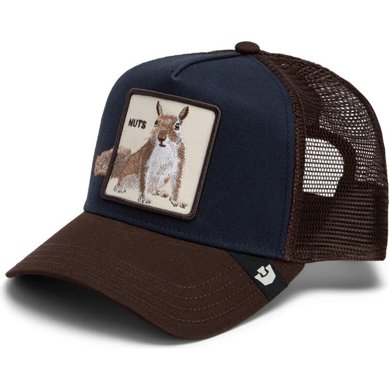 goorin-bros-over-the-line-squirrel-out-of-bounds-nuts-the-farm-brown-and-navy-blue-trucker-hat goorin-bros-over-the-line-squirrel-out-of-bounds-nuts-the-farm-brown-and-navy-blue-trucker-hat