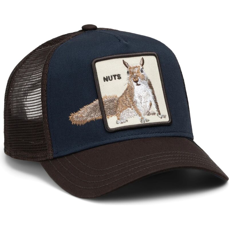 goorin-bros-over-the-line-squirrel-out-of-bounds-nuts-the-farm-brown-and-navy-blue-trucker-hat goorin-bros-over-the-line-squirrel-out-of-bounds-nuts-the-farm-brown-and-navy-blue-trucker-hat