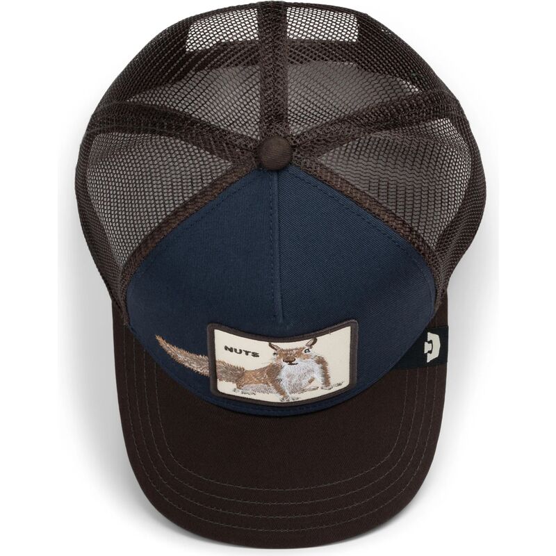 goorin-bros-over-the-line-squirrel-out-of-bounds-nuts-the-farm-brown-and-navy-blue-trucker-hat goorin-bros-over-the-line-squirrel-out-of-bounds-nuts-the-farm-brown-and-navy-blue-trucker-hat
