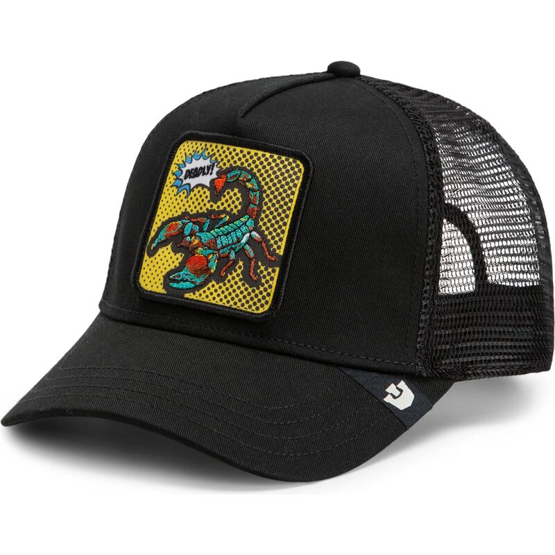 goorin-bros-deadly-scorpion-pop-art-strikes-back-the-farm-black-trucker-hat goorin-bros-deadly-scorpion-pop-art-strikes-back-the-farm-black-trucker-hat