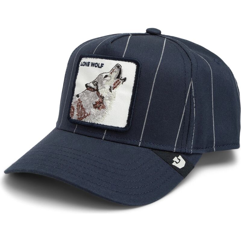 goorin-bros-wolf-pinstripe-lone-wolf-playmakers-the-farm-navy-blue-trucker-hat goorin-bros-wolf-pinstripe-lone-wolf-playmakers-the-farm-navy-blue-trucker-hat