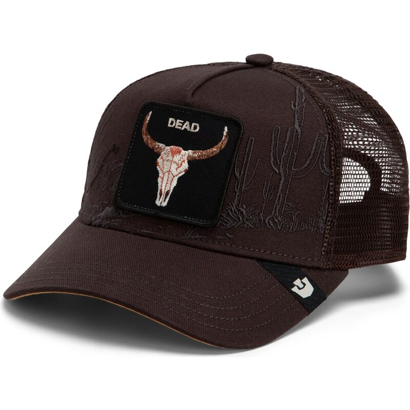 goorin-bros-ox-skull-badlands-dead-the-farm-brown-trucker-hat goorin-bros-ox-skull-badlands-dead-the-farm-brown-trucker-hat