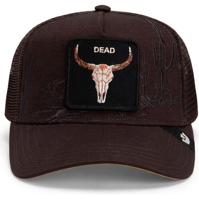 goorin-bros-ox-skull-badlands-dead-the-farm-brown-trucker-hat goorin-bros-ox-skull-badlands-dead-the-farm-brown-trucker-hat