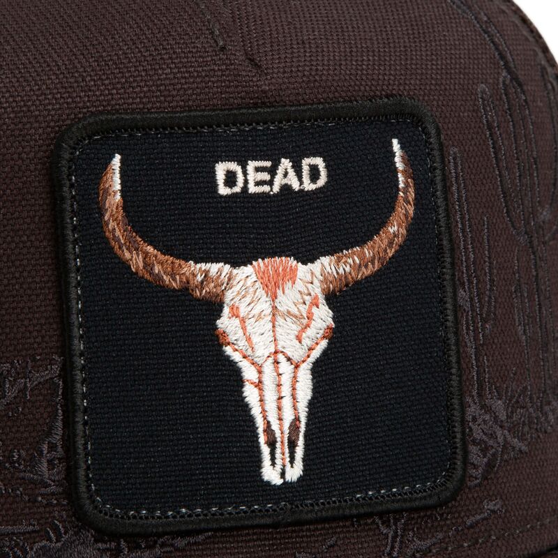 goorin-bros-ox-skull-badlands-dead-the-farm-brown-trucker-hat goorin-bros-ox-skull-badlands-dead-the-farm-brown-trucker-hat