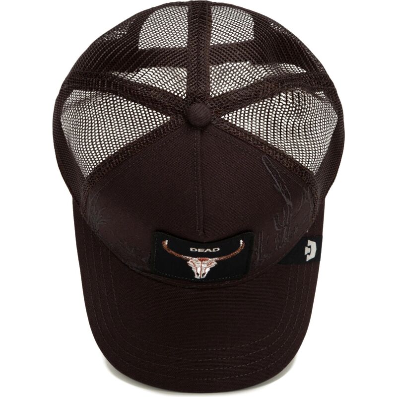 goorin-bros-ox-skull-badlands-dead-the-farm-brown-trucker-hat goorin-bros-ox-skull-badlands-dead-the-farm-brown-trucker-hat