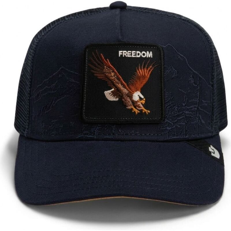 goorin-bros-eagle-eagle-badlands-freedom-the-farm-navy-blue-trucker-hat goorin-bros-eagle-eagle-badlands-freedom-the-farm-navy-blue-trucker-hat