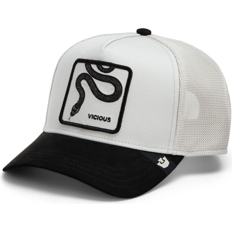 goorin-bros-snake-digital-vicious-split-decision-the-farm-white-and-black-trucker-hat goorin-bros-snake-digital-vicious-split-decision-the-farm-white-and-black-trucker-hat
