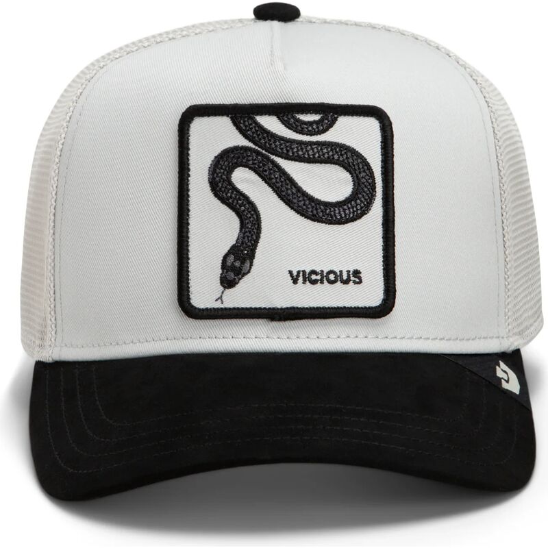 goorin-bros-snake-digital-vicious-split-decision-the-farm-white-and-black-trucker-hat goorin-bros-snake-digital-vicious-split-decision-the-farm-white-and-black-trucker-hat