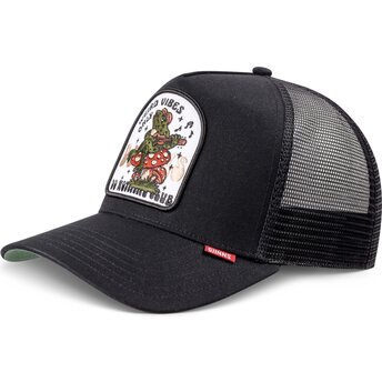 Djinns HFT Do Nothing Club Weird Vibes Frog Black Trucker Hat