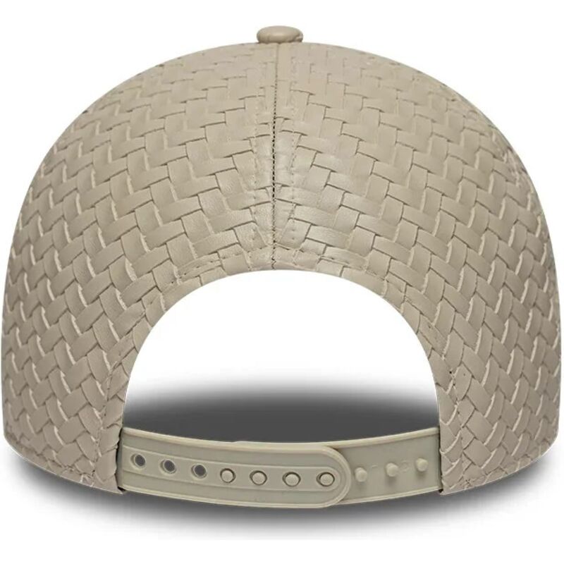 new-era-curved-brim-9forty-pu-weave-new-york-yankees-mlb-beige-adjustable-cap-with-beige-logo