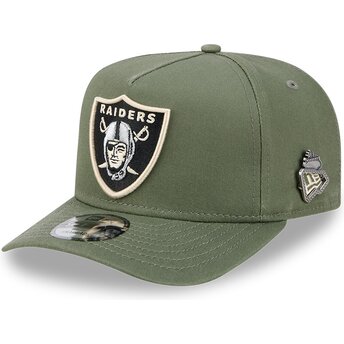 New Era Curved Brim 9FIFTY A Frame Precurved Side Pin Las Vegas Raiders NFL Green Snapback Cap