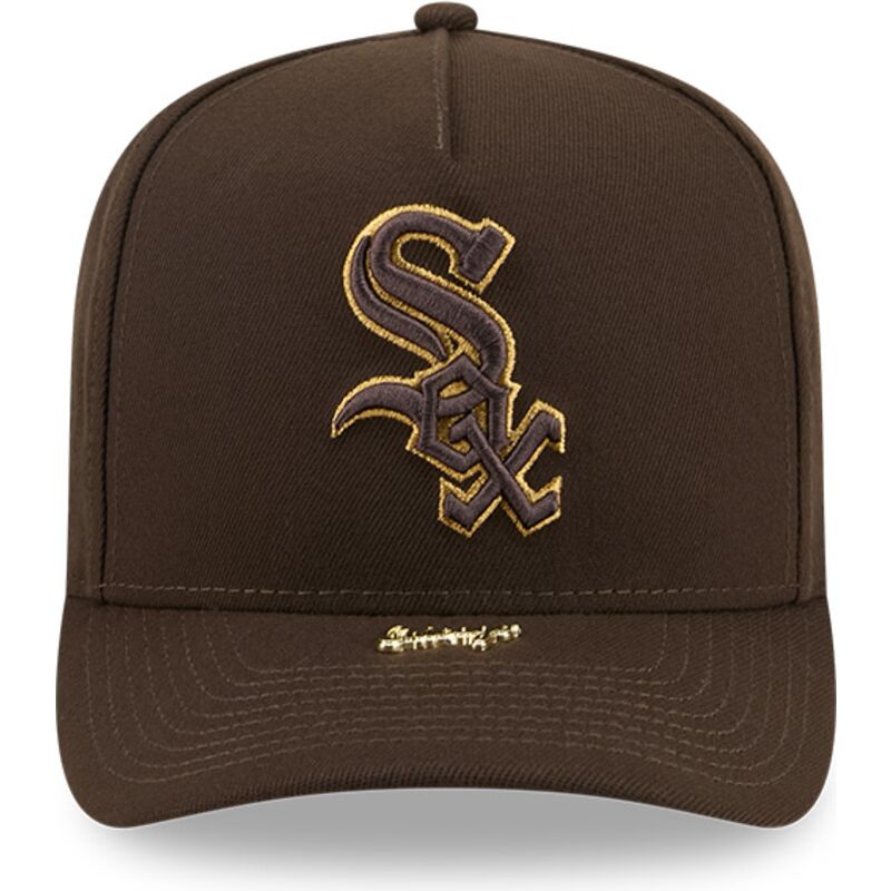 new-era-curved-brim-9fifty-a-frame-precurved-visor-pin-chicago-white-sox-mlb-brown-snapback-cap
