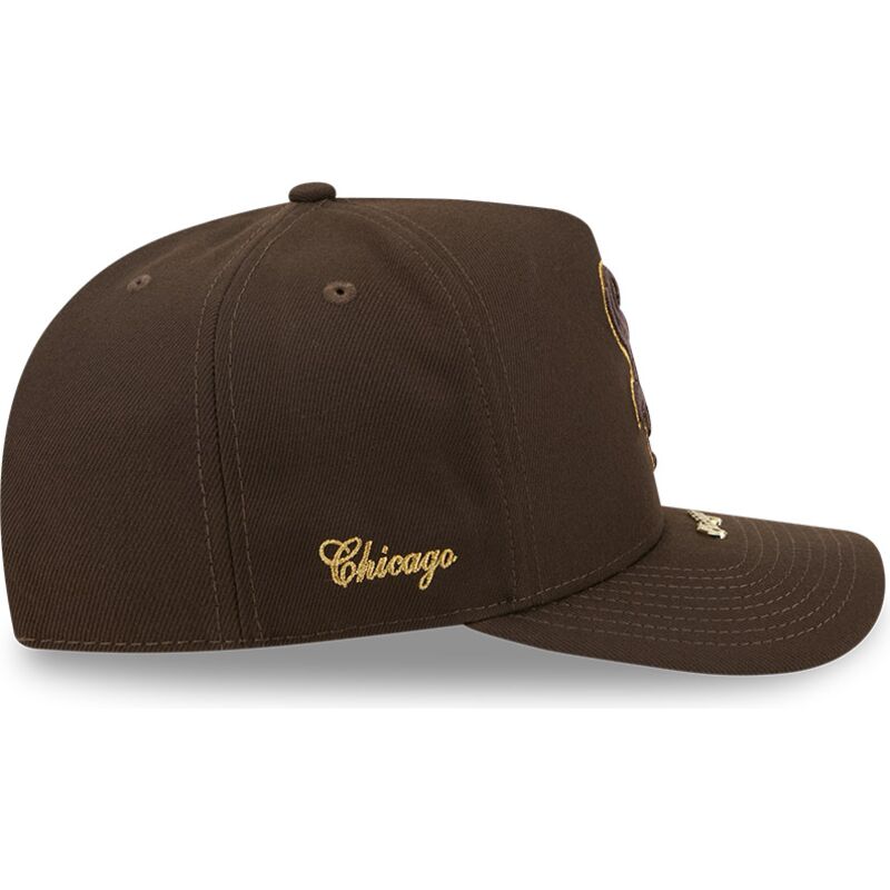 new-era-curved-brim-9fifty-a-frame-precurved-visor-pin-chicago-white-sox-mlb-brown-snapback-cap